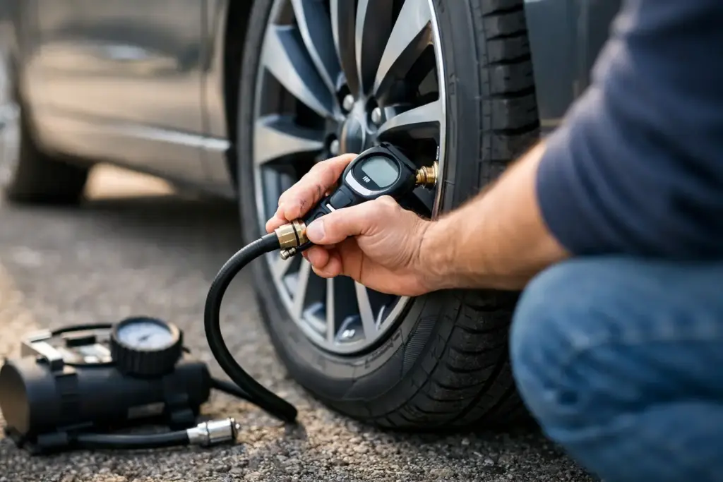 Reifenluftdruck am Auto korrekt einstellen